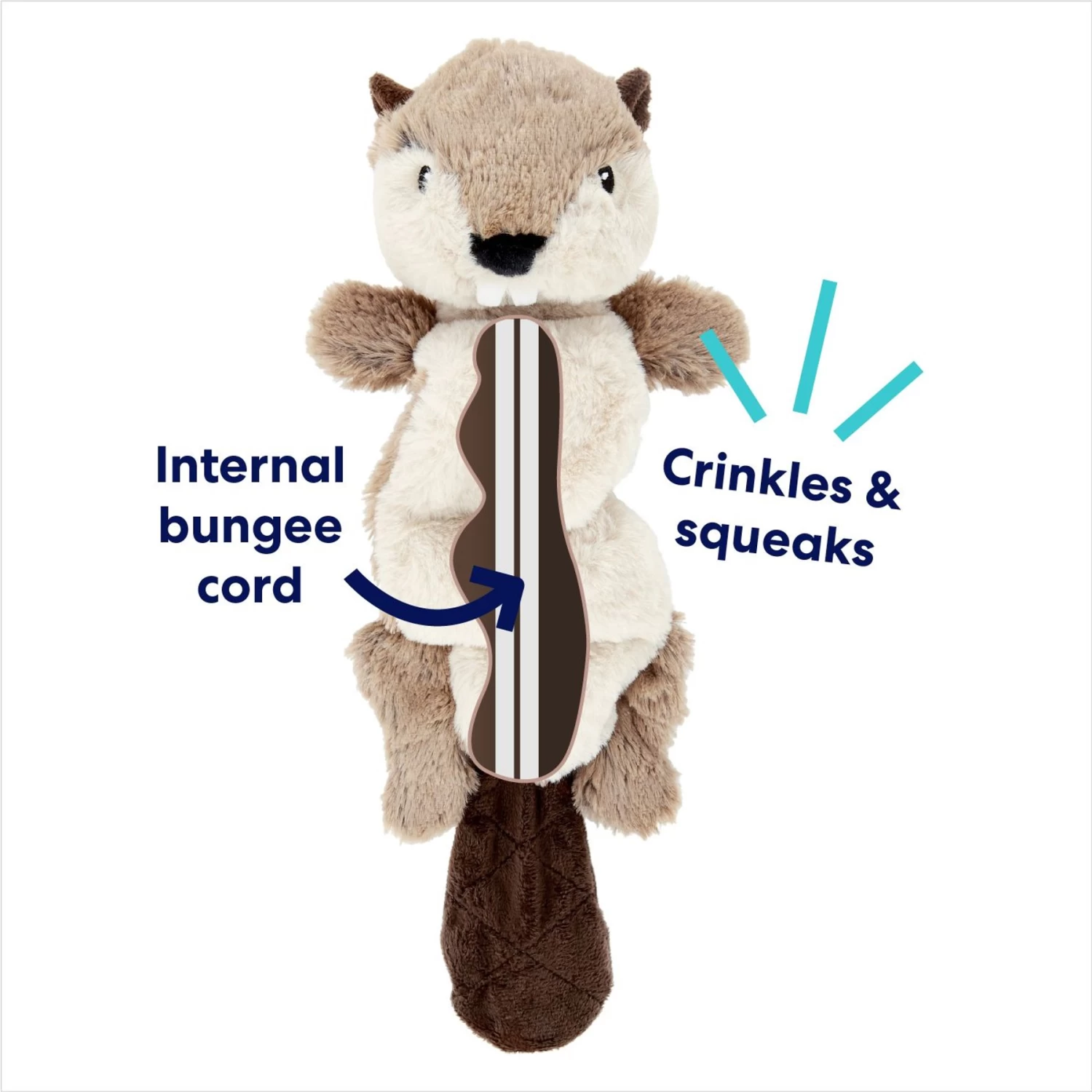 Frisco Beaver Bungee Plush Squeaky Dog Toy 3 Frisco Beaver Bungee Plush Squeaky Dog Toy - Image 3