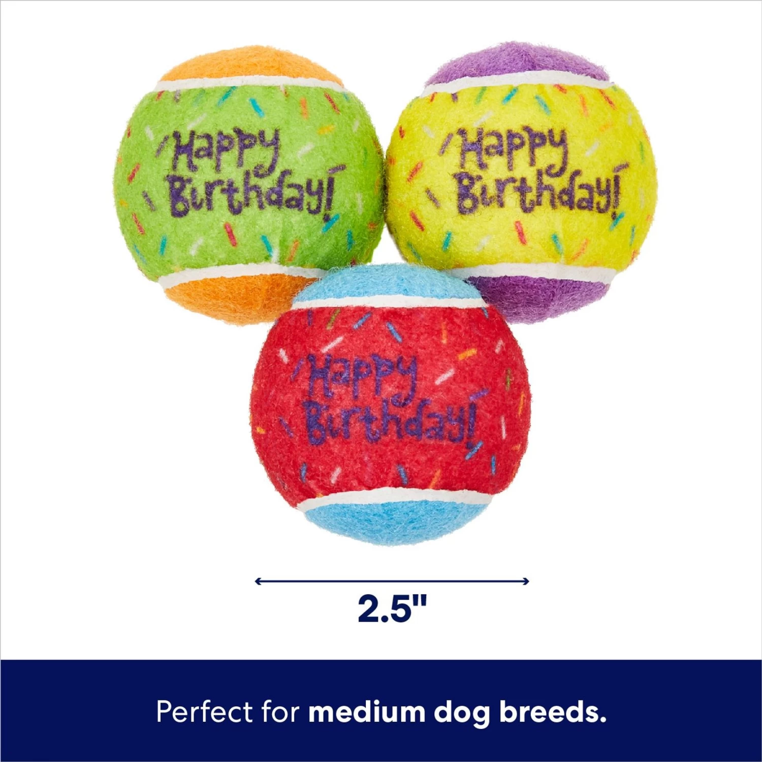 Frisco Birthday Fetch Squeaky Tennis Ball Dog Toy 2 Frisco Birthday Fetch Squeaky Tennis Ball Dog Toy - Image 2
