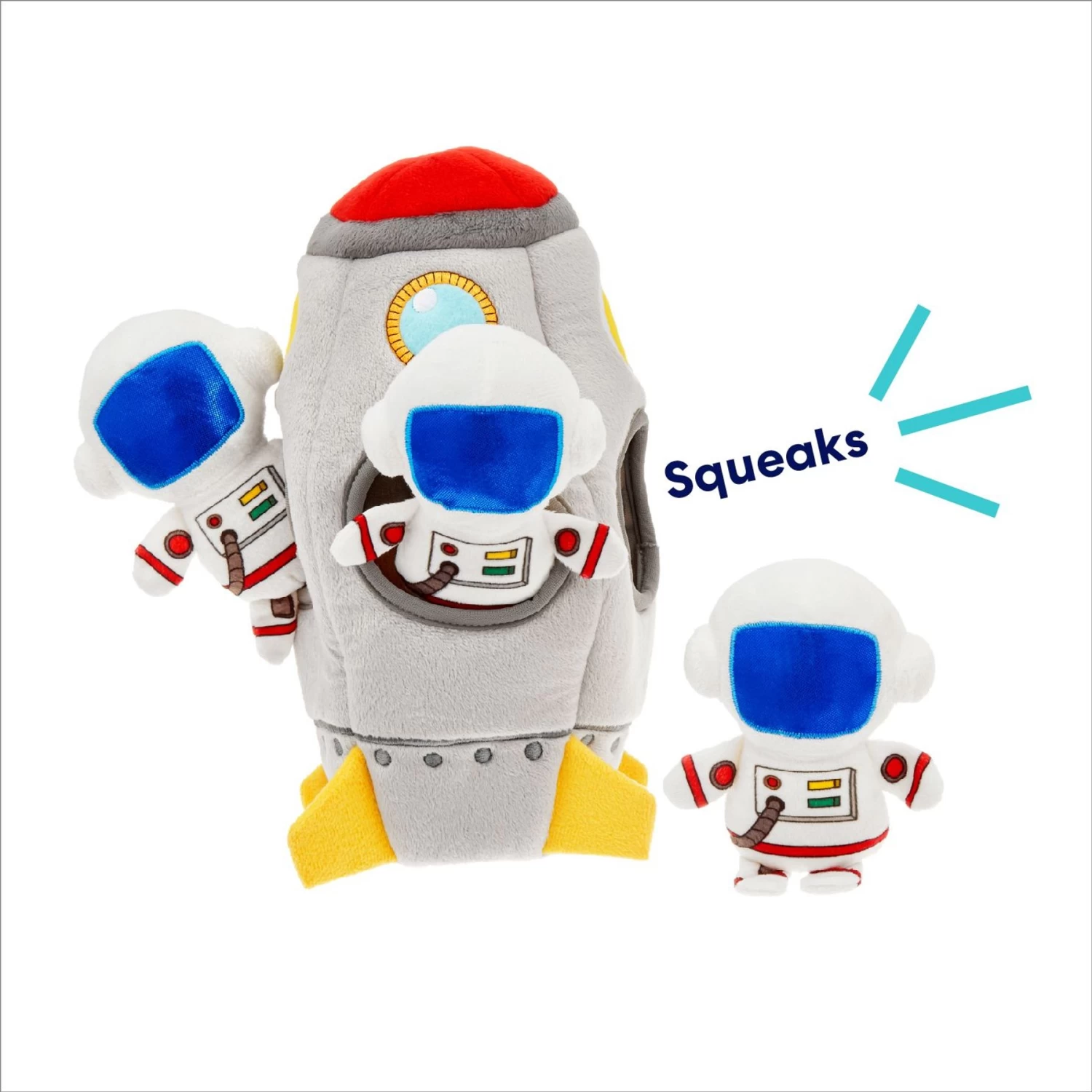 Frisco Rocket Ship Hide & Seek Puzzle Plush Squeaky Dog Toy 4 Frisco Rocket Ship Hide & Seek Puzzle Plush Squeaky Dog Toy - Image 4