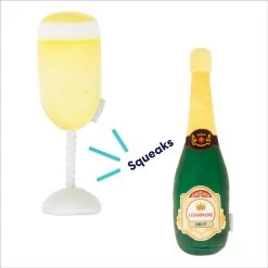 Frisco Champagne & Flute Plush Squeaky Dog Toy -Frisco 183243 PT2. AC SS1800 V1695748473