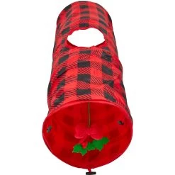 Frisco Holiday Buffalo Plaid Foldable Play Tunnel Cat Toy With Catnip -Frisco 228549 PT2. AC SS1800 V1632774784