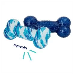 Frisco Retro Denim & Swirl TPR Bone Squeaky Dog Toy -Frisco 230341 PT2. AC SS1800 V1695748841