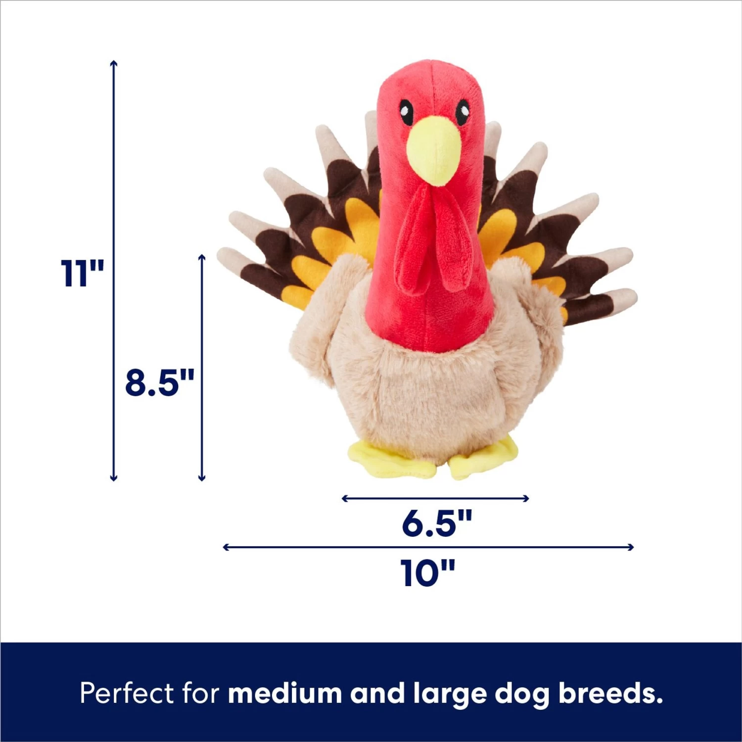 Frisco Holiday Turkey 2-in-1 Plush Squeaky Dog Toy 2 Frisco Holiday Turkey 2-in-1 Plush Squeaky Dog Toy - Image 2