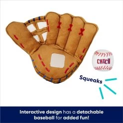 Frisco Baseball Mitt & Ball Interactive Plush Squeaky Dog Toy -Frisco 252756 PT2. AC SS1800 V1686580089