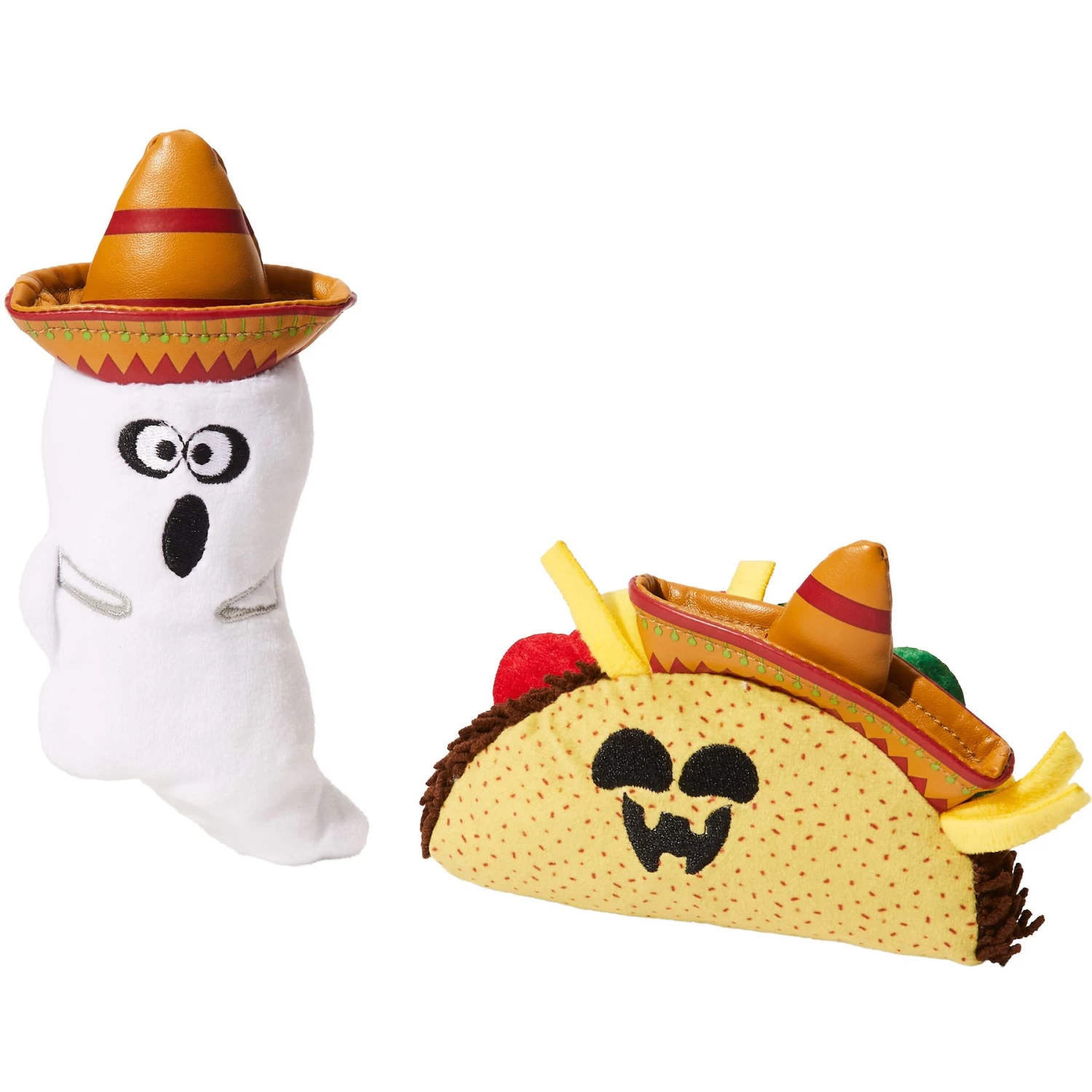 Frisco Halloween Fiesta Ghost & Taco Plush Cat Toy With Catnip, 2 Count 1 Frisco Halloween Fiesta Ghost & Taco Plush Cat Toy With Catnip, 2 Count