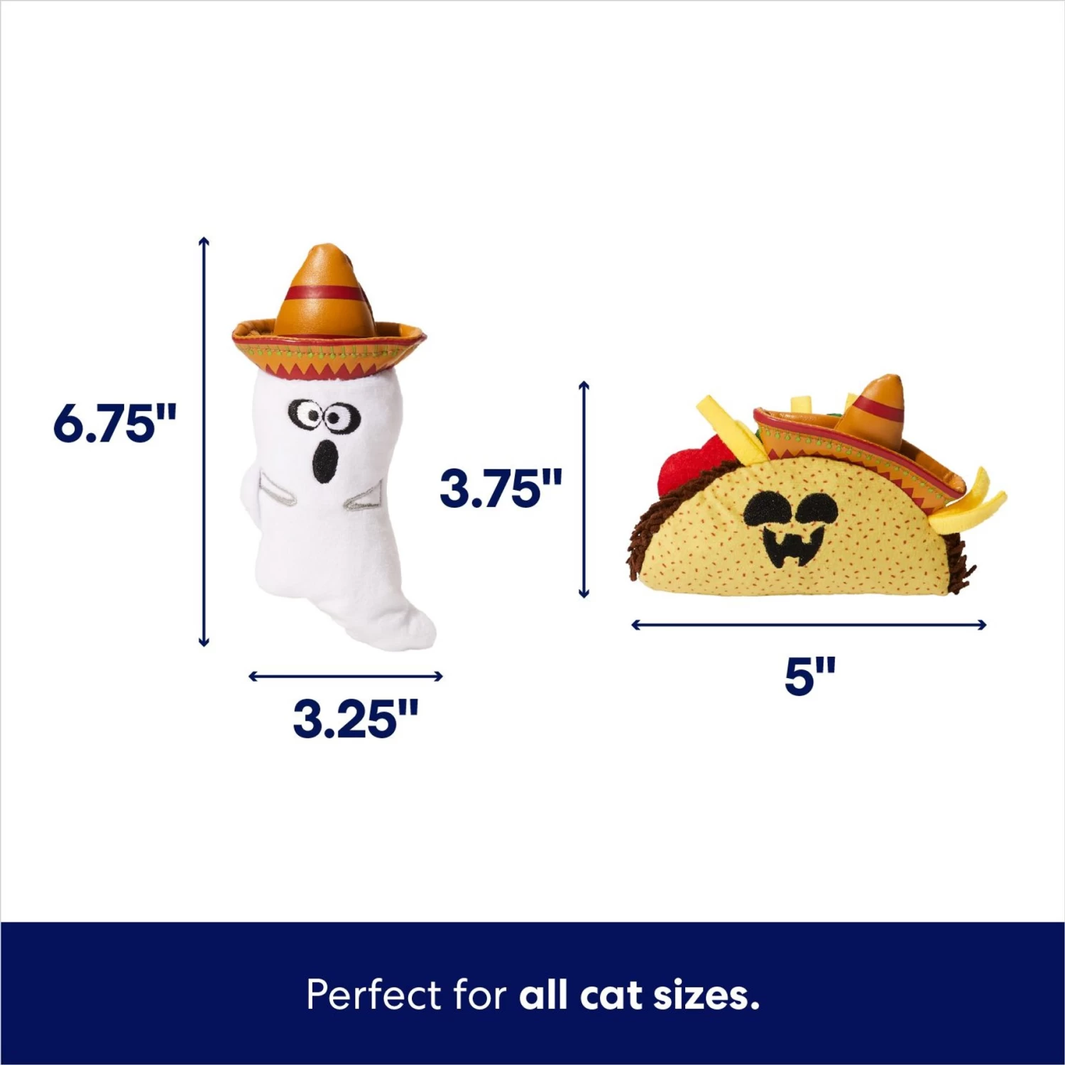 Frisco Halloween Fiesta Ghost & Taco Plush Cat Toy With Catnip, 2 Count 2 Frisco Halloween Fiesta Ghost & Taco Plush Cat Toy With Catnip, 2 Count - Image 2