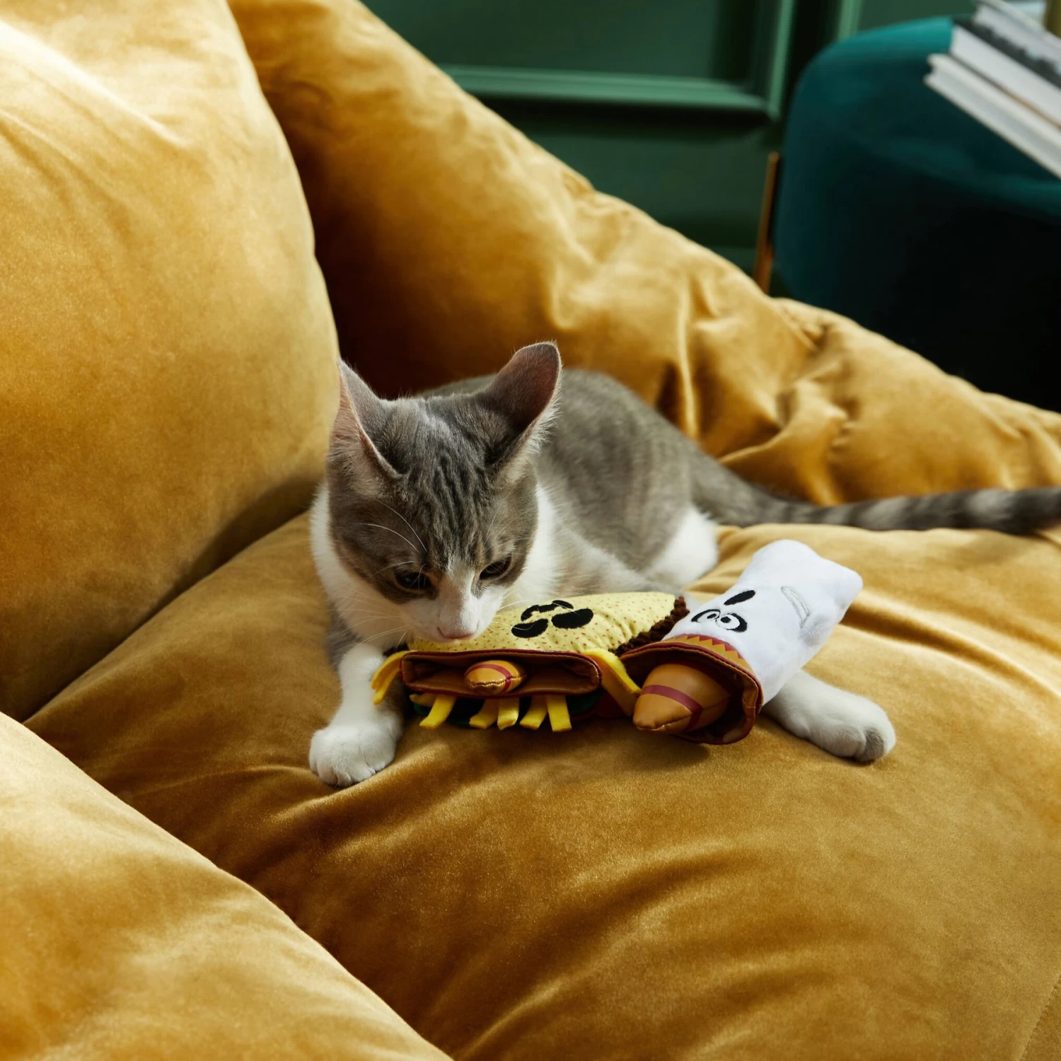 Frisco Halloween Fiesta Ghost & Taco Plush Cat Toy With Catnip, 2 Count 3 Frisco Halloween Fiesta Ghost & Taco Plush Cat Toy With Catnip, 2 Count - Image 3