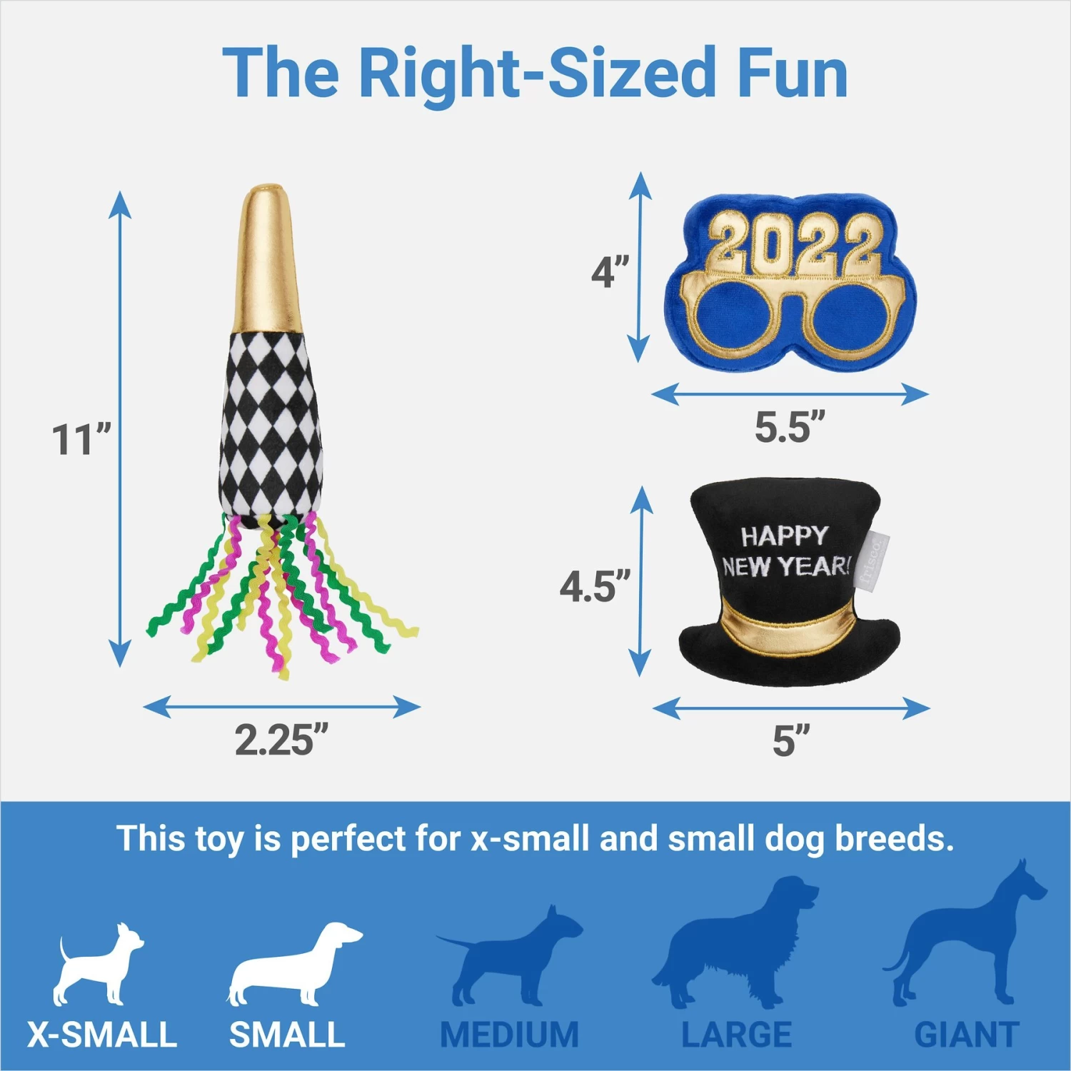 Frisco New Year's Eve Party Essentials Plush Squeaky Dog Toy 2 Frisco New Year's Eve Party Essentials Plush Squeaky Dog Toy - Image 2