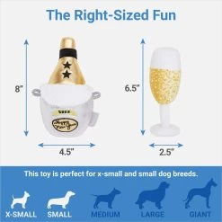 Frisco New Year's Eve Champagne & Flute Plush Squeaky Dog Toy -Frisco 288486 PT1. AC SS1800 V1640718537