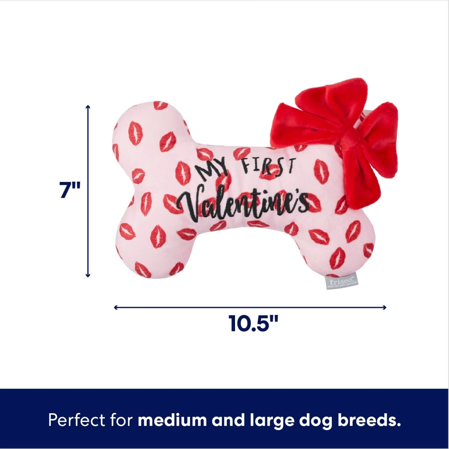 Frisco Valentine My First Valentine's Bone Reversible Plush Squeaky Dog Toy 2 Frisco Valentine My First Valentine's Bone Reversible Plush Squeaky Dog Toy - Image 2