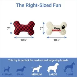 Frisco Holiday "Happy Pawlidays" Bone Plush Squeaky Dog Toy, Medium, 2 Count -Frisco 360942 PT1. AC SS1800 V1661347798