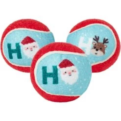 Frisco Holiday Ho Ho Ho Fetch Squeaky Tennis Ball Dog Toy