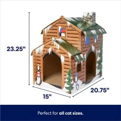Frisco Holiday Log Cabin Cardboard Cat House & Frisco Holiday Santa's Workshop Cardboard Cat House -Frisco 986198 PT2. AC SS1800 V1698257738