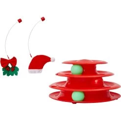 Frisco Holiday Santa Hat & Mistletoe Cat Tracks Cat Toy & Frisco Holiday Mice Cat Toy With Catnip, 5 Count -Frisco 986278 PT3. AC SS1800 V1698258464